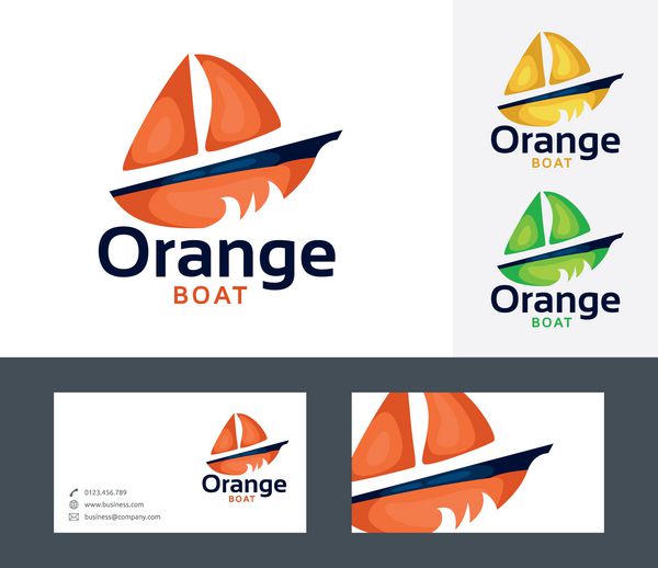 لوگوی وکتور قایق نارنجی با الگوی کارت ویزیت