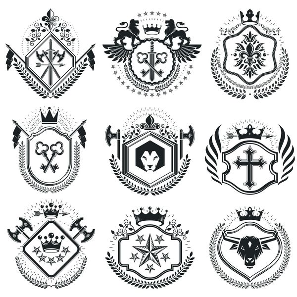 نشان های قدیمی قدیمی عناصر طراحی وکتور Coat of Arms co