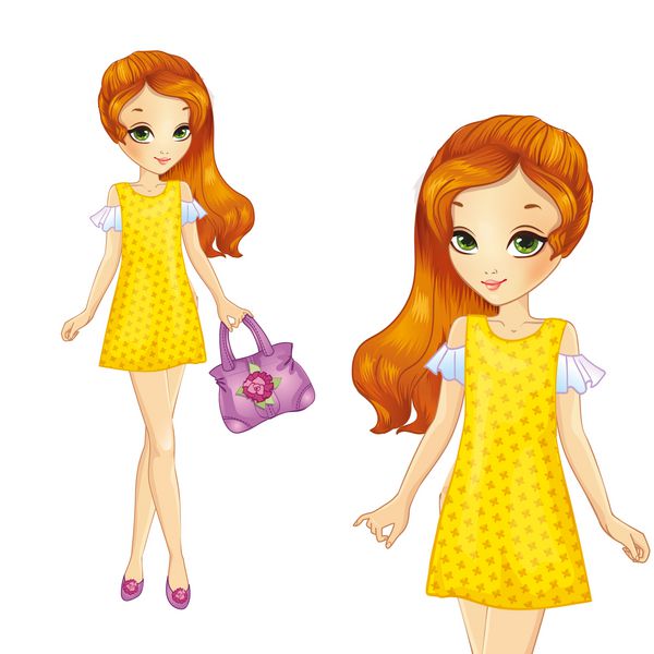 دختری در لباس تابستانی زرد