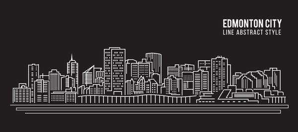 طراحی وکتور وکتور خط هنر ساختمان منظر شهری - شهر ادمونتون