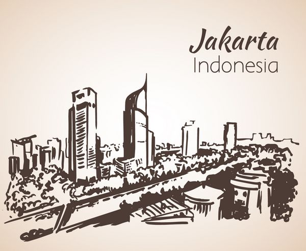 طرح منظره شهری جاکارتا جدا شده در زمینه سفید