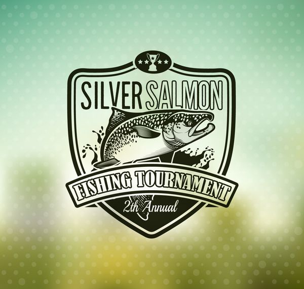 لوگوی وکتور ماهیگیری نماد ماهی سالمون