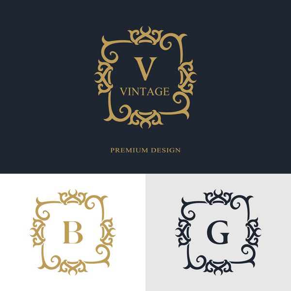عناصر طراحی مونوگرام قالب برازنده طراحی آرم خط هنر زیبا خوشنویسی علامت حرف V B G برای حق امتیاز کارت ویزیت بوتیک هتل هرالدیک جواهرات وکتور