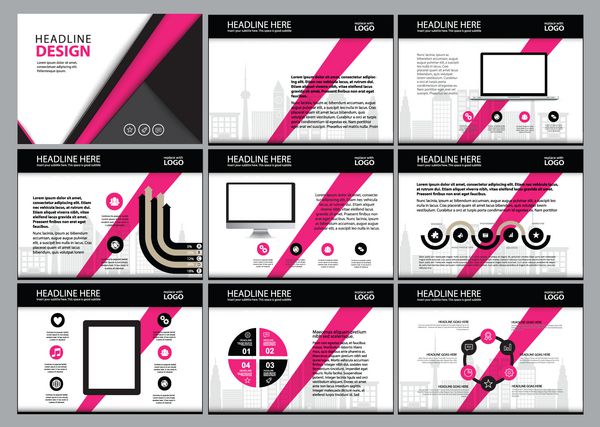 قالب های ارائه مجموعه طرح مسطح الگوی عناصر اینفوگرافیک برای بازاریابی بروشور گزارش سالانه بروشور تبلیغاتی