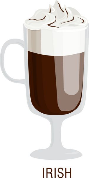 فنجان های قهوه نوشیدنی های مختلف کافه ایرلندی