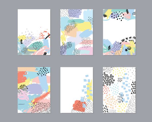 مجموعه ای از کارت های خلاقانه جهانی با بافت های کشیده شده با دست r