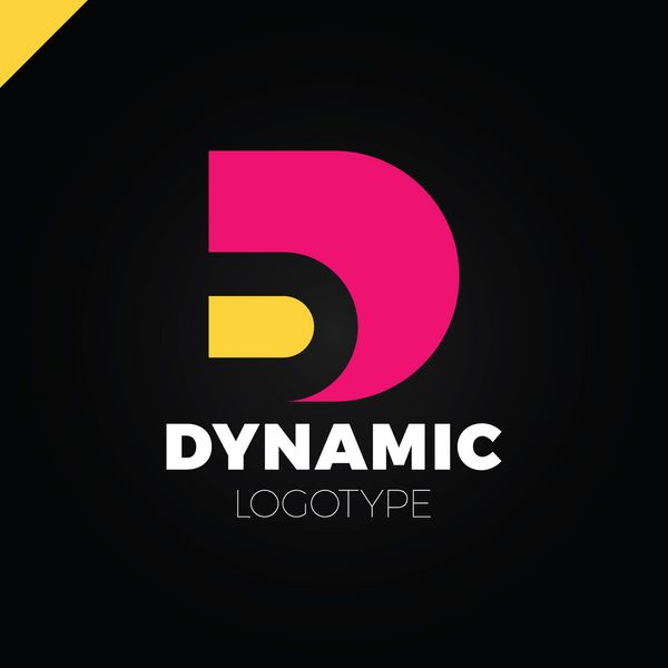 لوگوی دینامیک حرف D در عناصر قالب طراحی آیکون فضای منفی