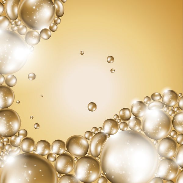 ماسک صورت محلول درمان ضد پیری مروارید طلا وکتور طراحی گرافیکی حباب های نفت طلا در زمینه گرانبها 24 عیار