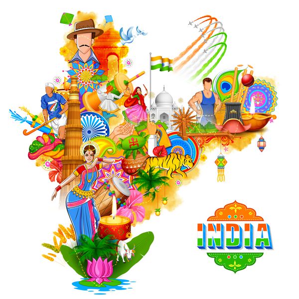پس‌زمینه هند که فرهنگ و تنوع باورنکردنی آن را با بنای یادبود جشنواره رقص نشان می‌دهد