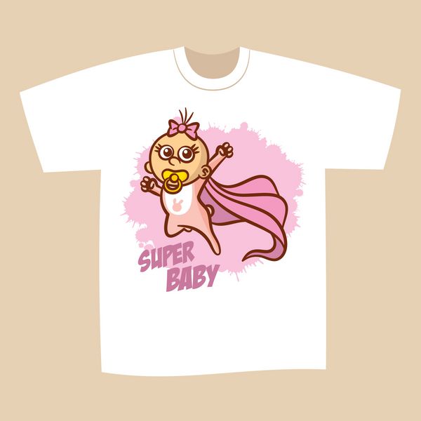 طرح چاپ تی شرت دختر بچه ابرقهرمانی