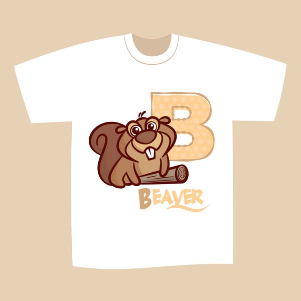 طرح چاپ تی شرت حرف B Beaver