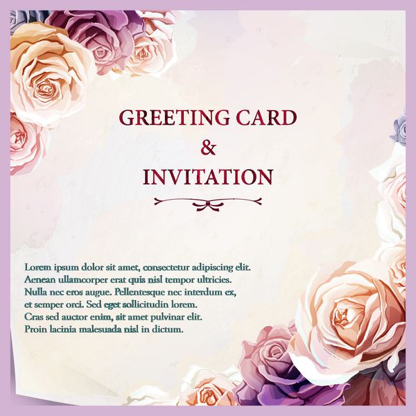 کارت تبریک با گل رز آبرنگ طراحی شده با دست سبک وینتیج می تواند به عنوان کارت دعوت برای عروسی تولد و انواع دیگر تعطیلات یا احساسات استفاده شود وکتور - سهام