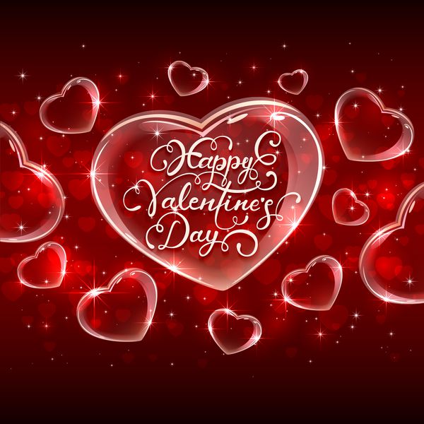 نوشتن نامه تبریک روز ولنتاین بر روی قلب پر زرق و برق