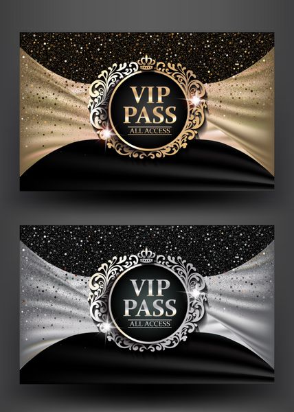 VIP PASS با قاب قدیمی و زمینه پارچه وکتور