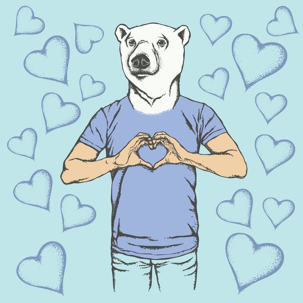 مفهوم وکتور روز ولنتاین خرس قطبی