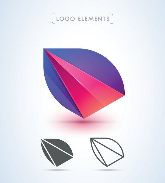 نماد آرم بال اوریگامی جدا شده روی سفید