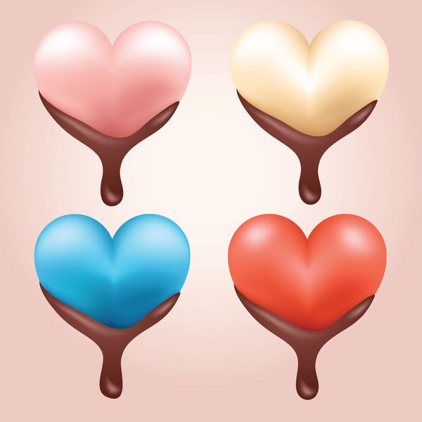 عناصر روز ولنتاین مبارک قلب های واقعی ولنتاین با آب شدن شکلات وکتور