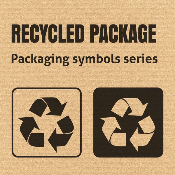 نماد بسته بندی بسته بندی بازیافتی روی پس زمینه مقوا راه راه برای استفاده در جعبه های مقوایی بسته ها و بسته ها وکتور