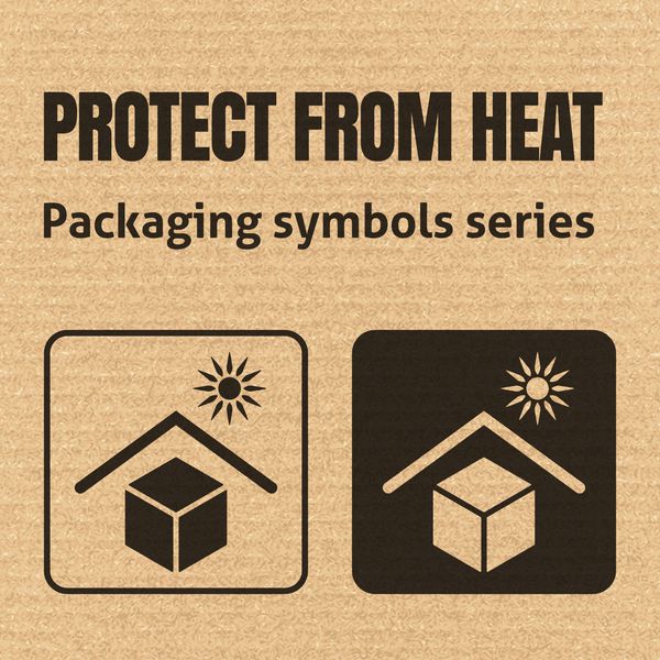 نماد بسته بندی از گرما بر روی پس زمینه مقوا راه راه محافظت کنید برای استفاده در جعبه های مقوایی بسته ها و بسته ها وکتور