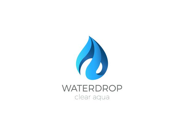 طراحی لوگو قطره آب نماد Ribbon Waterdrop ایده قطره آبی