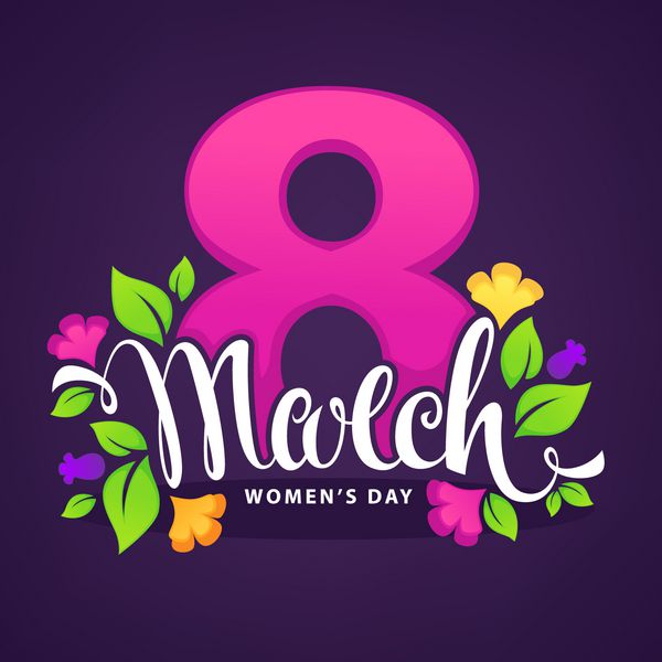 8 مارس - روز زن الگوی طراحی کارت تبریک با رنگ سبز