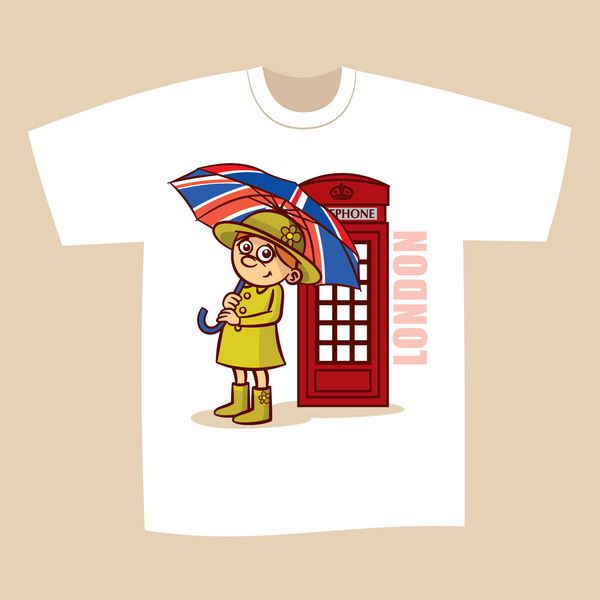 طرح چاپ تی شرت چتر بریتانیایی لندن