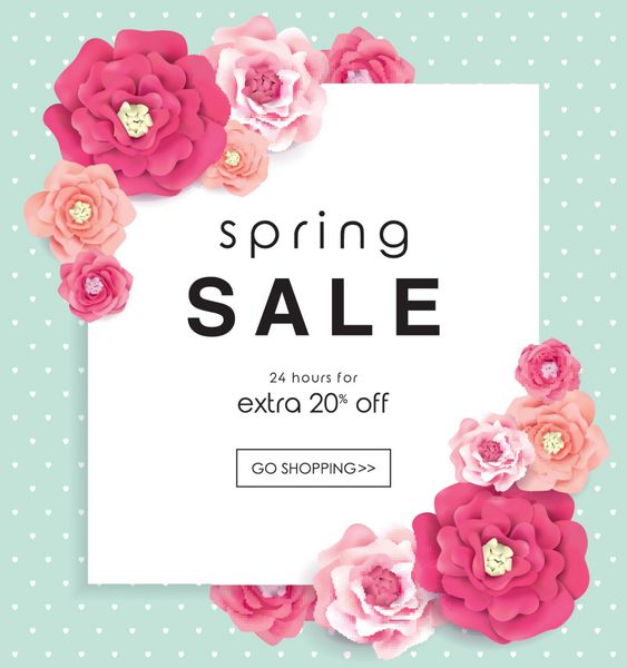 پوستر فروش بهاره با گل های شکوفه زیبا