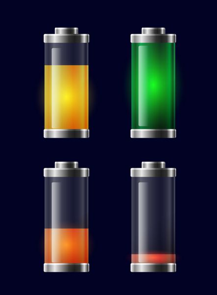 مجموعه ای از باتری های مختلف شارژ شفاف عنصر وکتور برای نمایشگرها نمادها و طرح شما