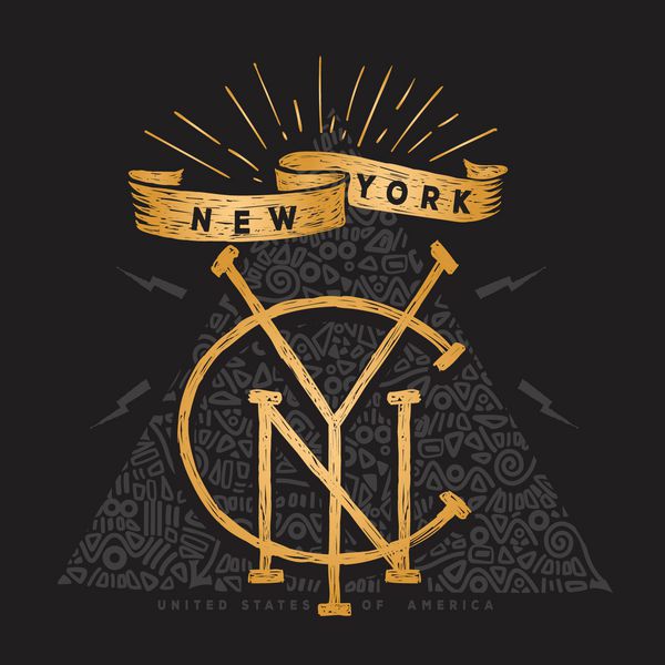 گرافیک سه راهی چاپی مد لباس تی شرت نیویورک طراحی تایپوگرافی دستی