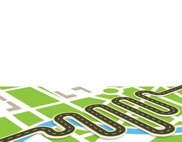 جاده ای پر پیچ و خم با خط کشی مشاهده در پرسپکتیو با سایه به صورت مورب قرار گرفته است نقشه محلی تصویر
