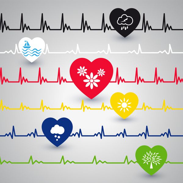 چندین خط ضربان قلب با شرایط مختلف قلب