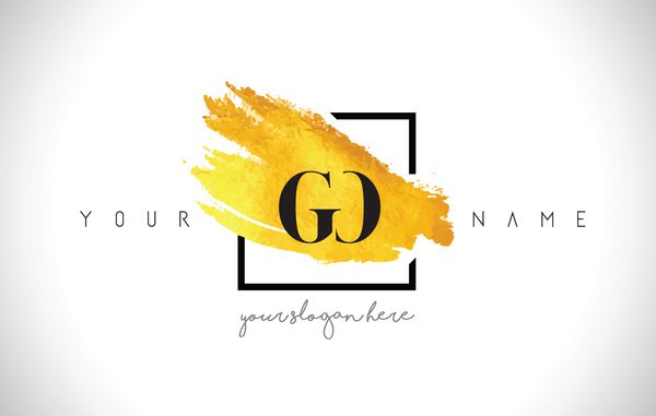 طراحی لوگوی حرف طلایی GO با برس خلاقانه طلا