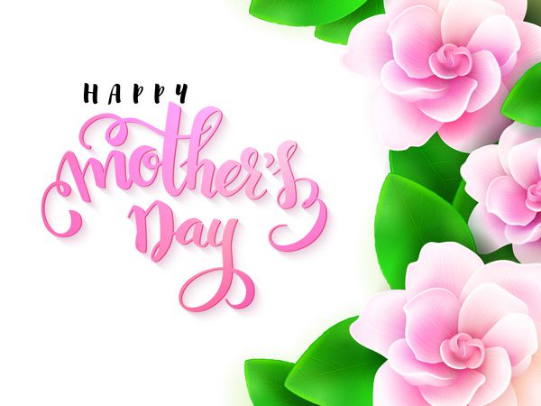وکتور کارت تبریک روز مادر با حروف دستی - روز مادر مبارک با گل گاردنیا