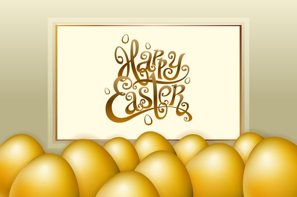 خط مبارک عید پاک خوشنویسی مدرن وکتور تخم مرغ طلا