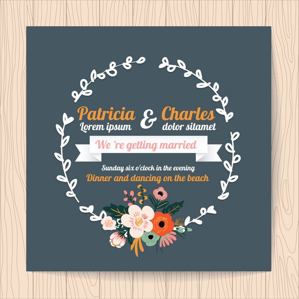 کارت دعوت عروسی با الگوهای گل