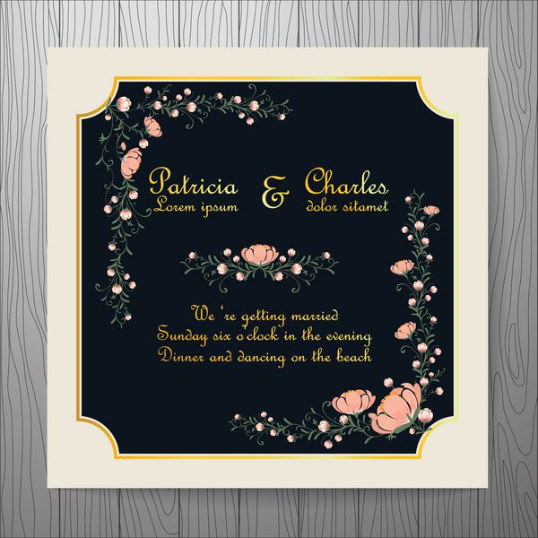 کارت دعوت عروسی با الگوهای گل به سبک زیبا