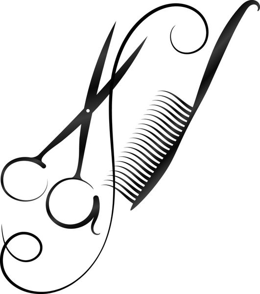 نمادی برای آرایشگاه و سالن زیبایی شبح قیچی و شانه