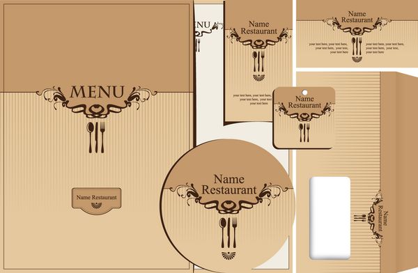 مجموعه ای از عناصر سبک برای طراحی رستوران