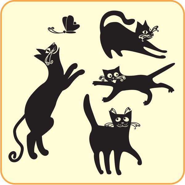 گربه سیاه - مجموعه وکتور EPS آماده وینیل