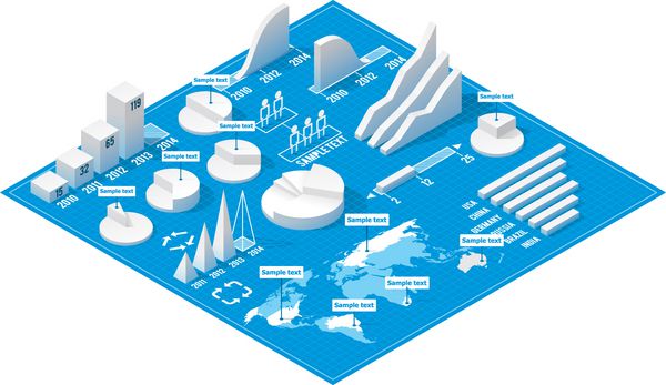 وکتور عناصر اینفوگرافیک ایزومتریک