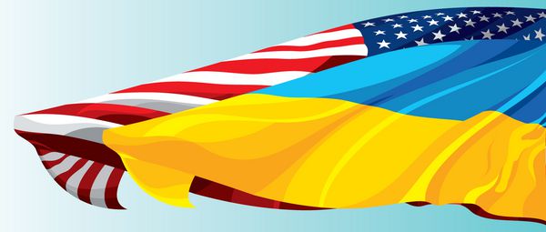 پرچم ملی ایالات متحده آمریکا و اوکراین