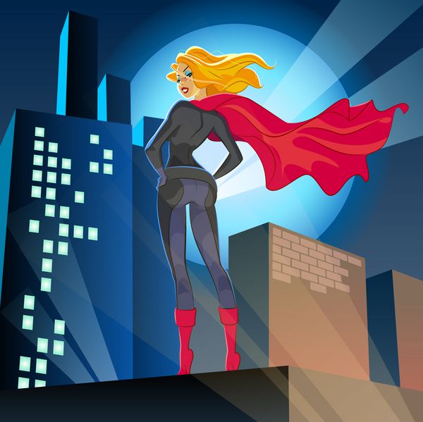 سوپر زن بر فراز شهر