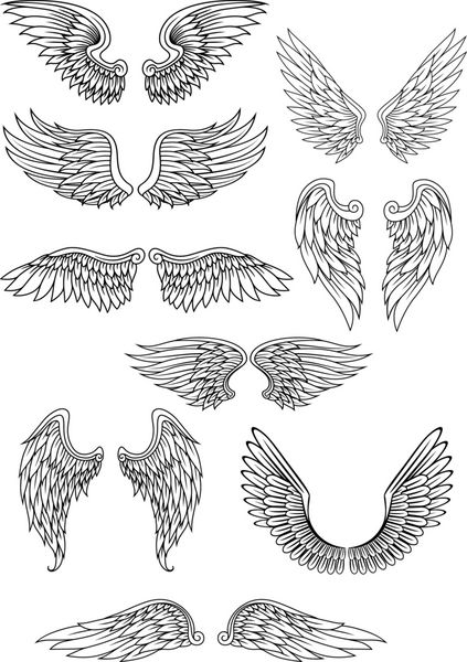 مجموعه بال های پرنده یا فرشته هرالدیک
