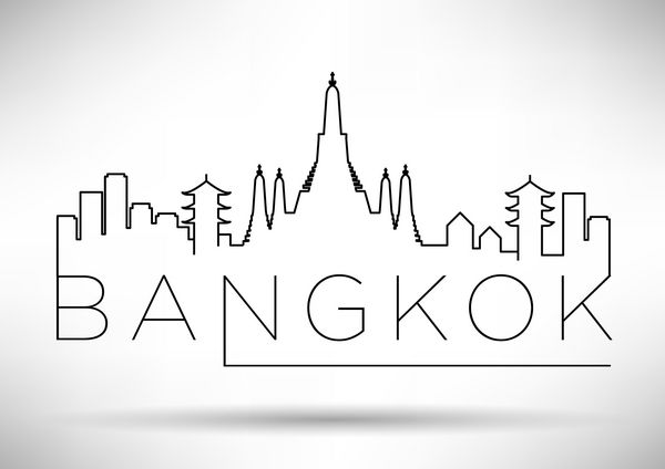 طراحی تایپوگرافی خط سیلوئت شهر بانکوک