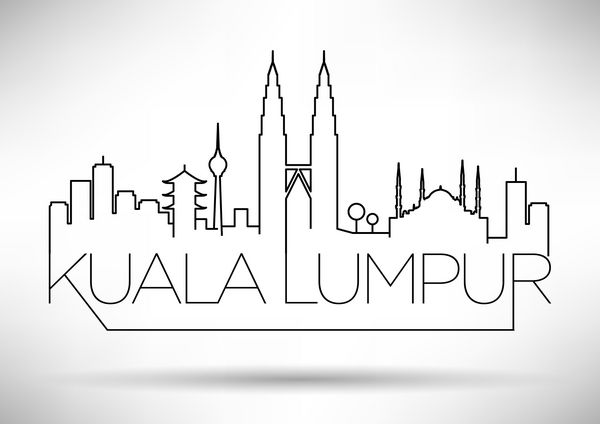 طراحی تایپوگرافی خط سیلوئت شهر کوالالامپور
