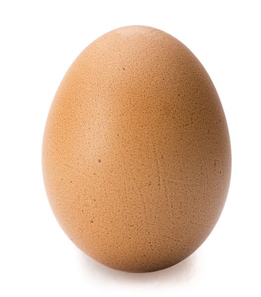 تخم مرغ قهوه ای جدا شده در پس زمینه سفید