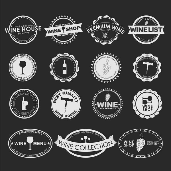 مجموعه ای از لوگو شراب قدیمی
