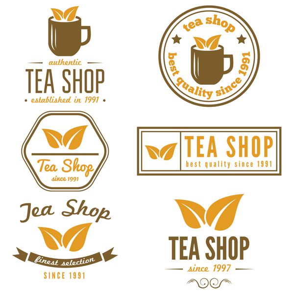 مجموعه ای از برچسب های قدیمی نشان ها و الگوهای لوگو برای قهوه