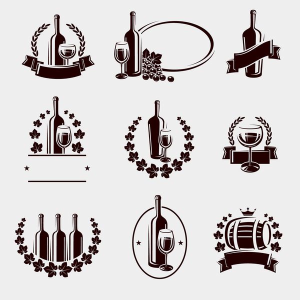 مجموعه برچسب های شراب بردار