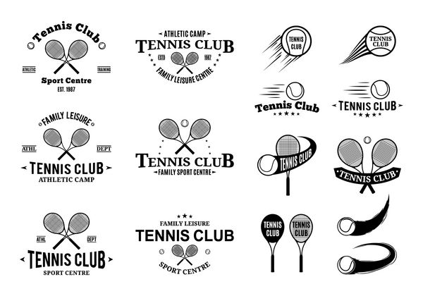 الگوها و عناصر طراحی برچسب باشگاه تنیس